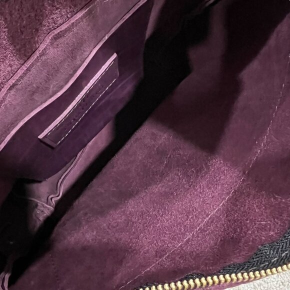 Portland Leather Goods Backpack Purse In Plum Purple With Gold Zippers & Adjusta - Picture 5 of 14